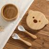 Baby Bowls with Lid,HBM Bamboo Suction Bowls for Baby and Spoon Set,3PC Feeding Supplies Set for Infant, Toddlers,Detachable Silicone Suction Stay Put Base for Wooden Bowl Marble view 2