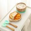 Baby Bowls with Lid,HBM Bamboo Suction Bowls for Baby and Spoon Set,3PC Feeding Supplies Set for Infant, Toddlers,Detachable Silicone Suction Stay Put Base for Wooden Bowl Mint view 2
