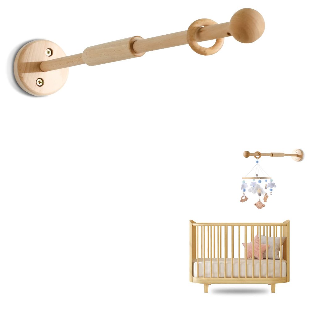 Baby Crib Mobile Arm,HBM Wooden Mobile Arm for Crib Mobile Hanger for Crib Baby Girl Nursery Decor
