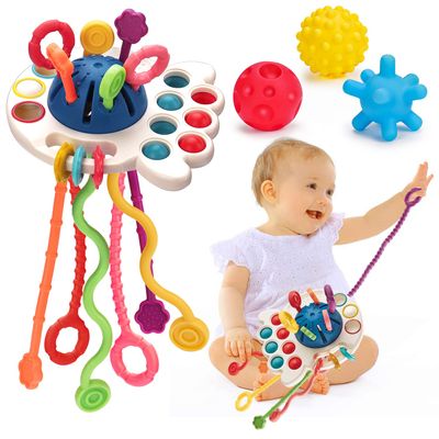 Baby Sensory Montessori Toys for 6-12-18 Months Sensory Balls Pull String Toys for Babies 0-6 Months Teething Developmental Toy for 1 Year Old Boys Girls Valentine Birthday Gifts 9-12 Month Old Infant