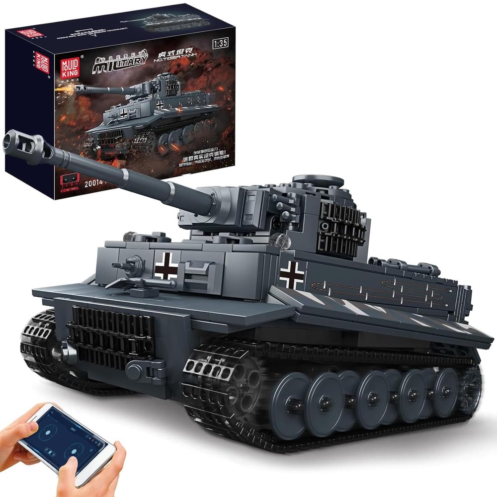 Mould King MOC Tiger Tank Building Blocks Toy, Remote APP Control Military Vehicle Model Construction Block Kits, Adult Collectible Model Tanks Sets, Boy Toys for Birthday Gifts(800 Pieces)