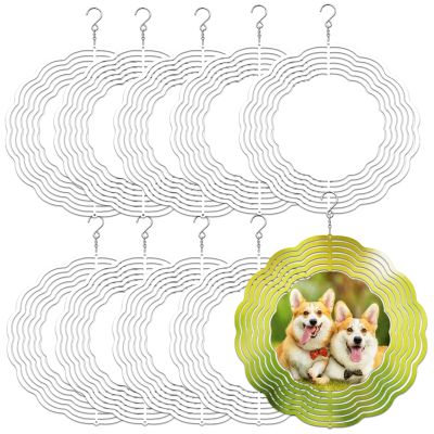 4 Pack 10 Inch Sublimation Wind Spinner Blanks, 3D Aluminum Wind Powered Kinetic Sculpture, Spinner Suspension Trim for Yards & GardensRound
