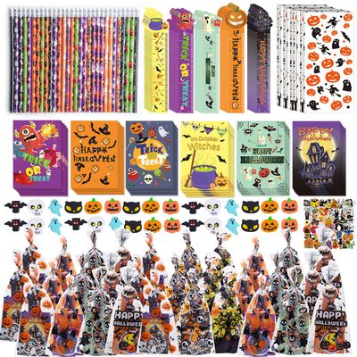 200PCS Halloween Party Favors for Kids Stationery Set, 30 PACK Assorted Halloween Goodie Bag Stuffers, Bulk Halloween Treats Bags for Trick or Treat Pencils Erasers Rulers