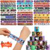 120 Pcs Friendship Bracelets Halloween Slap Bracelets Party Favors for Kids - 60 Different Design Bracelets Halloween Party Supplies and Decorations Snap Bracelets with Halloween Classies Pattern view 2