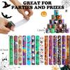 120 Pcs Friendship Bracelets Halloween Slap Bracelets Party Favors for Kids - 60 Different Design Bracelets Halloween Party Supplies and Decorations Snap Bracelets with Halloween Classies Pattern view 3