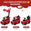 Costzon Push Car for Toddlers, 3 in 1 Mercedes Benz Stroller Sliding Walking Car w/Canopy, Handle, Armrest Guardrail, Underneath Storage, Horn, Foot-to-Floor Ride On Toy for Boys Girls, Red view 2