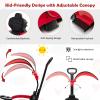 Costzon Push Car for Toddlers, 3 in 1 Mercedes Benz Stroller Sliding Walking Car w/Canopy, Handle, Armrest Guardrail, Underneath Storage, Horn, Foot-to-Floor Ride On Toy for Boys Girls, Red view 3