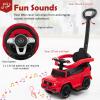 Costzon Push Car for Toddlers, 3 in 1 Mercedes Benz Stroller Sliding Walking Car w/Canopy, Handle, Armrest Guardrail, Underneath Storage, Horn, Foot-to-Floor Ride On Toy for Boys Girls, Red view 4