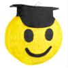 Congrats Grad Smiley Face Emoji Pinata - Piatas for Graduation, Cinco de Mayo, Coco Themed Parties for Kids - High Quality Paper - Easy to Fill with Candy and Favors - Mexican Party Decorations view 1