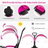 Costzon Push Car for Toddlers, 3 in 1 Mercedes Benz Stroller Sliding Walking Car w/Canopy, Handle, Armrest Guardrail, Underneath Storage, Horn Sound, Foot-to-Floor Ride On Toy for Boys Girls (Pink) view 3