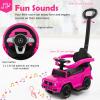 Costzon Push Car for Toddlers, 3 in 1 Mercedes Benz Stroller Sliding Walking Car w/Canopy, Handle, Armrest Guardrail, Underneath Storage, Horn Sound, Foot-to-Floor Ride On Toy for Boys Girls (Pink) view 4