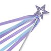 Lovelyshop Lavender Crystal Metal Star Fairy Wand with Blue Ribbon for Girls Halloween Decorations view 1