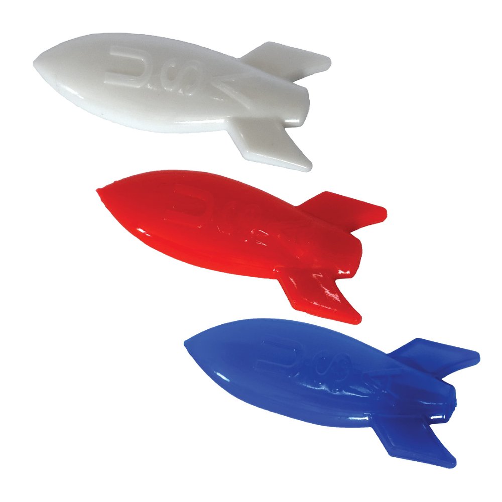 Giggle Time Stretchy Rocket Flyers 3" - Toddler Toys in Blue, Red, and White - Kids Toys for 3-Year-Old Boys, Kids Party Favors, Piata Stuffer, Carnival Prize, Back to School Supplies - 36 Pcs