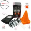 4E's Novelty 38 Pieces Set - 12 Traffic Cones With Hole on Top, 24 Checkered Flags, Racetrack Floor Runner - for For Race Car Birthday Party Supplies, Table Centerpiece Decorations Kids Gift view 2