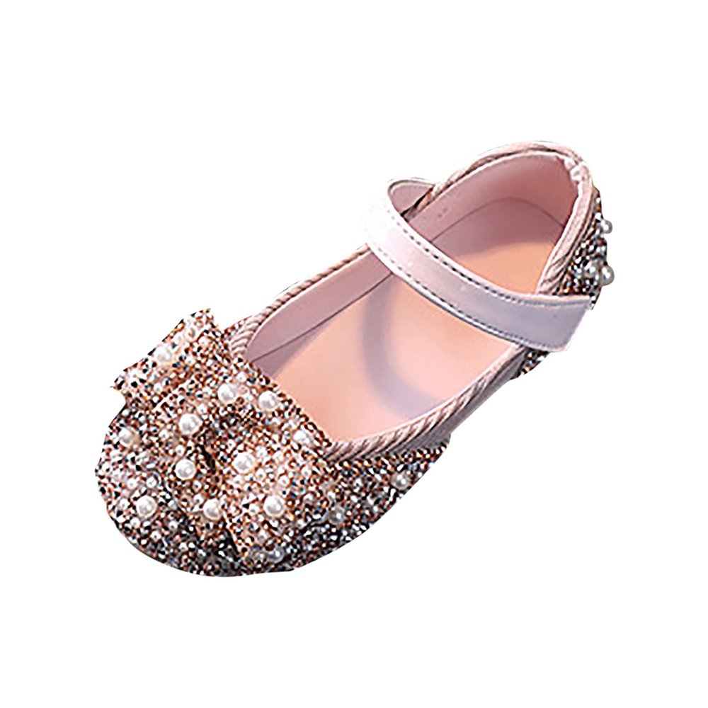 Childrens Shoes Pearl Rhinestones Shining Kids Princess Shoes Baby Girls Shoes for Party and Infant Girl (Pink, 34)