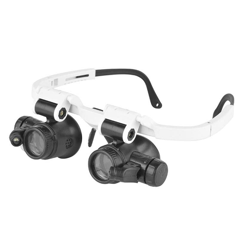 YONGERN Acrylic Lens Magnifying Lens Wearing Glasses 8 Times 23 Times High Magnification with Led Light (Color : White 8X)