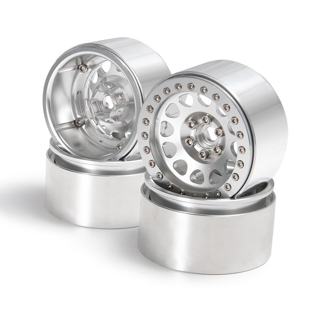 Greendhat 4pcs/Set 2.2inch Aluminum Beadlock Wheel Rim 35mm Width for AXIAL Wraith 90018 1/10 RC Rock Crawler Car Parts ( Color : Silver )