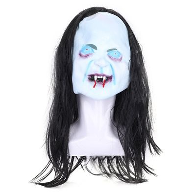 haozaikeji Halloween Scary Head Mask, Horror Long Hair Ghost Head Mask Death Witch Zombie Cosplay Costume Creepy Party Decoration Supplies