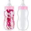 Tessco for you 2 Pcs 15 Inch Big Baby Shower Bottle for Baptism Game Large Jumbo Plastic Baby Shower Bottle Piggy Candy Bank for Girl Boy Kids Party Favor(Pink) view 1