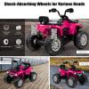Costzon Kids ATV, 12V Four Wheeler Quad Electric Vehicle w/Forward/Backward Function, 2 Speeds, Music, Headlights, Storage Basket & Backrest, Toddler 4 Wheeler Toy Car for Boys Girls 3+ (Pink) view 2