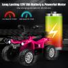 Costzon Kids ATV, 12V Four Wheeler Quad Electric Vehicle w/Forward/Backward Function, 2 Speeds, Music, Headlights, Storage Basket & Backrest, Toddler 4 Wheeler Toy Car for Boys Girls 3+ (Pink) view 3