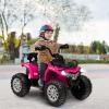 Costzon Kids ATV, 12V Four Wheeler Quad Electric Vehicle w/Forward/Backward Function, 2 Speeds, Music, Headlights, Storage Basket & Backrest, Toddler 4 Wheeler Toy Car for Boys Girls 3+ (Pink) view 4
