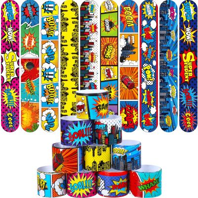 Junkin 40 Pieces Hero Tie Dye Party Favors Slap Bracelets for Kids Boys Girls Snap Bracelets Party Supplies Wristband Birthday Supplies Decorations, 10 Styles (Hero)