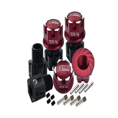 GPM 20Pc Set Upgrades Aluminum 7075-T6 Hex Adapters (+6.5Mm) and Wheel Lock for 1/8 4WD Sledge Monster Truck (95076-4) Rc Cars (red)