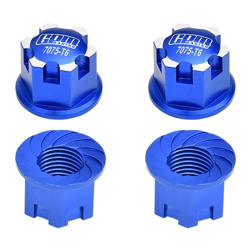 GPM 4Pc Set Upgrades Aluminum 6061-T6 Wheel Lock for 1/8 4Wd Sledge Monster Truck 95076-5 Rc Cars (Blue)