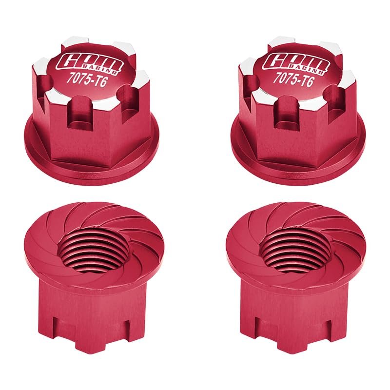 GPM 4Pc Set Upgrades Aluminum 6061-T6 Wheel Lock for 1/8 4Wd Sledge Monster Truck 95076-8 Rc Cars (red)