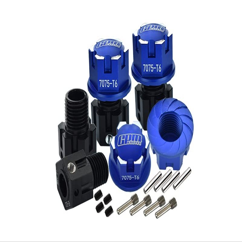 GPM 20Pc Set Upgrades Aluminum 7075-T6 Hex Adapters (+6.5Mm) and Wheel Lock for 1/8 4WD Sledge Monster Truck (95076-4) Rc Cars (Blue)