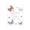 Andaz Press Personalized Birthday Welcome Sign Custom Large Canvas Welcome Sign for Kids Birthday Party, 16 x 20 Inches, Butterfly Birthday Theme, 1st Birthday Butterfly Party Decorations for Girls view 1