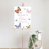 Andaz Press Personalized Birthday Welcome Sign Custom Large Canvas Welcome Sign for Kids Birthday Party, 16 x 20 Inches, Butterfly Birthday Theme, 1st Birthday Butterfly Party Decorations for Girls view 2
