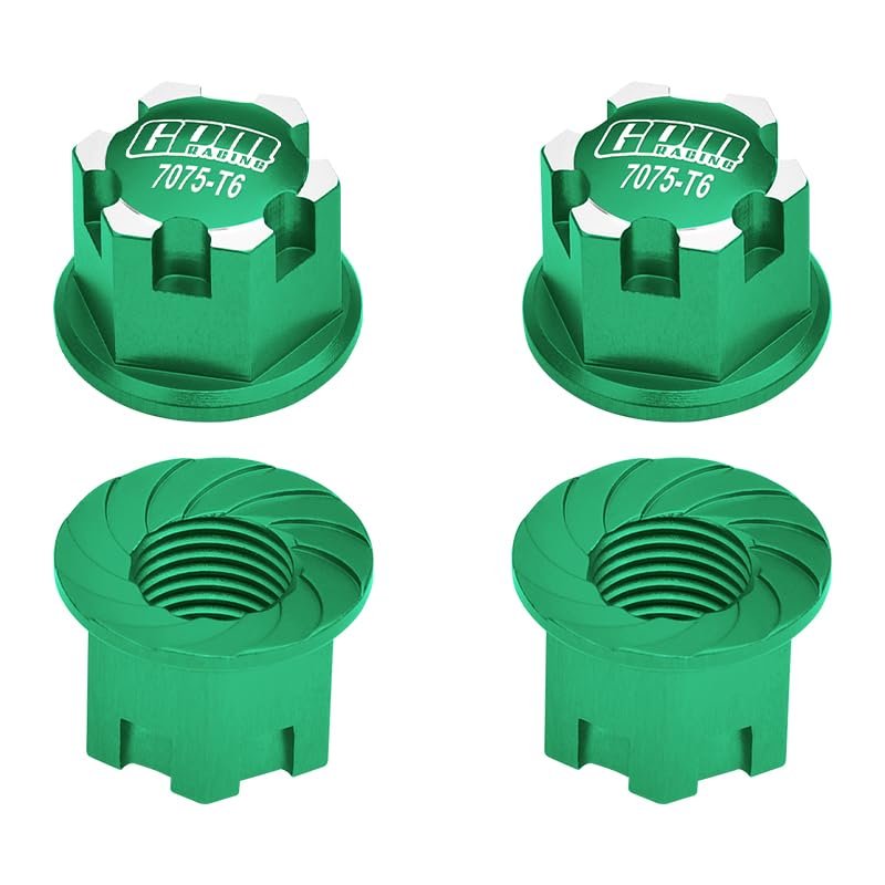 GPM 4Pc Set Upgrades Aluminum 6061-T6 Wheel Lock for 1/8 4Wd Sledge Monster Truck 95076-7 Rc Cars (Green)