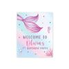 Andaz Press Personalized Birthday Welcome Sign Custom Large Canvas Welcome Sign for Kids Birthday Party, 16 x 20 Inches, Mermaid Birthday Theme, 1st Birthday Mermaid Party Decorations for Girls view 1