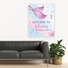 Andaz Press Personalized Birthday Welcome Sign Custom Large Canvas Welcome Sign for Kids Birthday Party, 16 x 20 Inches, Mermaid Birthday Theme, 1st Birthday Mermaid Party Decorations for Girls view 3