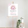 Andaz Press Personalized Birthday Welcome Sign Custom Large Canvas Welcome Sign for Kids Birthday Party, 16 x 20 Inches, Floral Rainbow Birthday Theme, 1st Birthday Rainbow Party Decorations for Girls view 2
