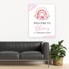 Andaz Press Personalized Birthday Welcome Sign Custom Large Canvas Welcome Sign for Kids Birthday Party, 16 x 20 Inches, Floral Rainbow Birthday Theme, 1st Birthday Rainbow Party Decorations for Girls view 3