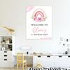 Andaz Press Personalized Birthday Welcome Sign Custom Large Canvas Welcome Sign for Kids Birthday Party, 16 x 20 Inches, Floral Rainbow Birthday Theme, 1st Birthday Rainbow Party Decorations for Girls view 4