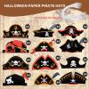 Funtery 48 Pcs Pirate Hat Halloween Pirate Party Accessories Kids Paper Costume Cap for Caribbean Cosplay Favors(Classic) view 2