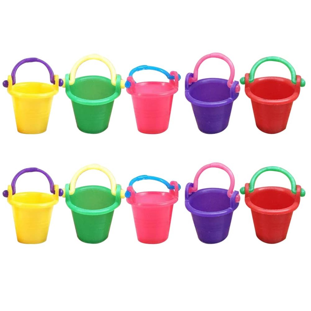 NUOBESTY Miniature Buckets Model 10 Pcs Dollhouse Buckets, 1: 12 Mini Model Miniature Dollhouse Accessories Small House Scene Layout Props for Mini House