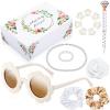 Yilloog 16 Pcs Flower Girl Box Sunglasses Necklace Bracelet,Milky White view 1
