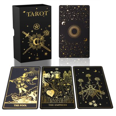 ACELION Original Tarot Card Set with Guide, 78 Pieces of Tarot Cards with Gold foil on The Surface Fortune-Telling Game, Tarot for Beginners