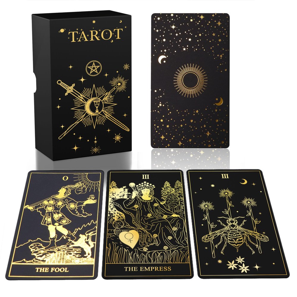 ACELION Original Tarot Card Set with Guide, 78 Pieces of Tarot Cards with Gold foil on The Surface Fortune-Telling Game, Tarot for Beginners