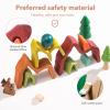 JETMHH Wooden Rainbow Stacking Toy | House Bulding Block | Montessori Geometry Educational Stacking Game | Learning Educational Toys for Kids Baby ToddlerVolcano view 2