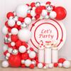 LUDEOU Red White Silver Balloon Garland Kit - 122PCS Red White Balloons Red Silver Balloons Graduation Balloon for Birthday Wedding Anniversary Graduation Christmas Party Decorations view 1