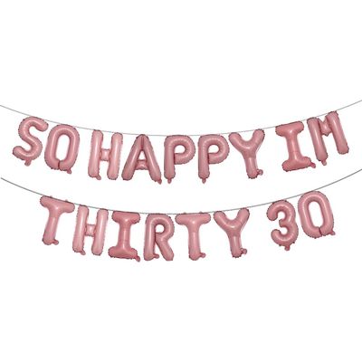 30th Birthday Balloons Funny 30th Birthday Decorations for her-So Happy IM Thirty Balloon Banner, Dirty 30 Birthday Party Supplies Birthday Photo Frame (IM THIRTY 30 Pink)