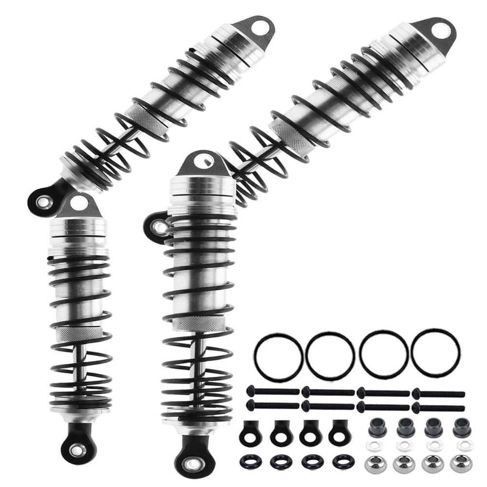 ARRCat RC Shocks Upgrades Parts for Ecx 1/10 2WD Ruckus Axe Brutus Circuit AMP MT AMP DB AMP Crush K&N Torment,4PCS Front Rear Aluminum Big Bore Shocks Full Metal Dampers Hops Up Absorbers,Silver