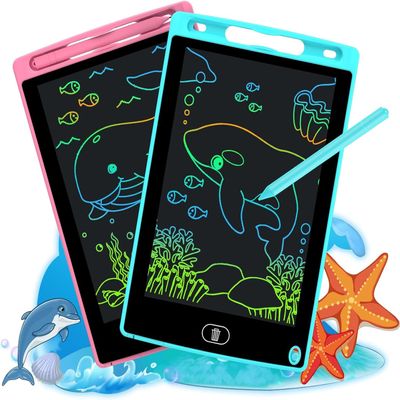 2 Pack LCD Writing Tablet 8.5 Inch Erasable Drawing Pad Toys for Kids Reusable Colorful Electronic Doodle Board Educational and Learning Gifts for Ages 2 3 4 5 6 7 8 Years Old(Blue+Pink)