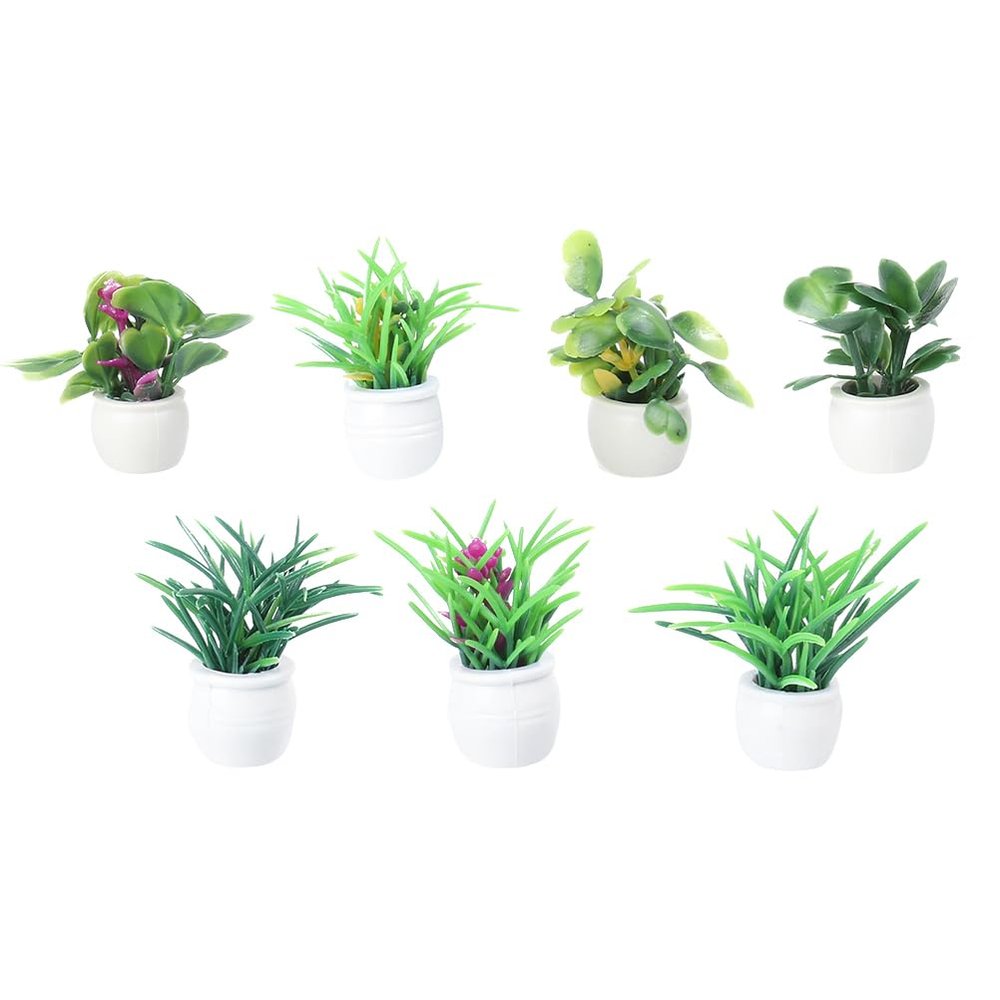 35 pcs Miniature Pots Models House Pot Decor Dollhouse Tiny Tabletop Decor Indoor Garden Bonsai Simulation Artificial Succulents